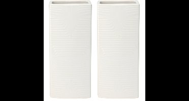 Waterverdamper radiator - 2x - ivoor wit - met relief - kunststeen - 18 cm - luchtbevochtiger
