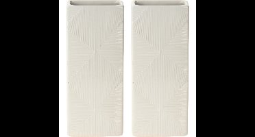 Waterverdamper radiator - 2x - wit - met relief - kunststeen - 18 cm - luchtbevochtiger
