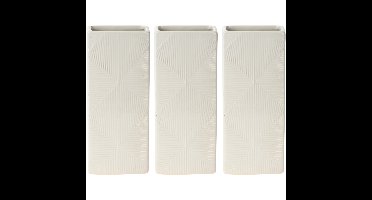 Waterverdamper radiator - 3x - wit - met relief - kunststeen - 18 cm - luchtbevochtiger