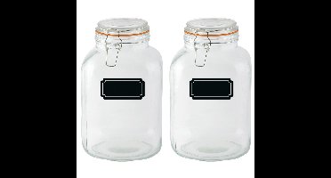 Weckpotten/inmaakpotten - 2x - 3L - glas - met beugelsluiting - incl. etiketten