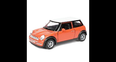 Welly Speelgoed Mini Cooper auto - oranje - die-cast metaal - 11 cm - modelauto