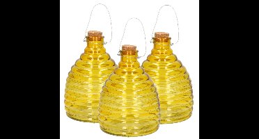 Wespenval - Set van 3x stuks - geel - 21 cm - glas - wespenvanger - wespenglas