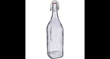 Westmark Beugelfles / Weckfles - transparant glas - luchtdicht - 1 liter - waterfles - vierkant