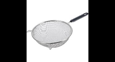 Westmark Keuken vergiet met handvat - zwart/zilver - rvs - 35 x D20 cm