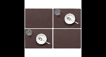 Wicotex luxe Placemats Plain - Set van 6x stuks - bruin - 43 x 30 cm - Met anti slip laag - Teflon c