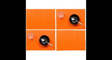 Wicotex luxe Placemats Plain - Set van 6x stuks - oranje - 43 x 30 cm - Met anti slip laag - Teflon