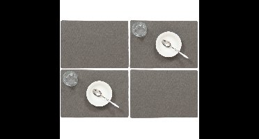 Wicotex luxe Placemats Plain - Set van 8x stuks - donkergrijs - 43 x 30 cm - Met anti slip laag - Te