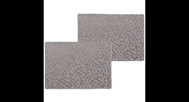 Wicotex luxe tafel placemats Stones - 4x stuks - PVC - grijs - 30 x 43 cm - met anti slip - en PU co