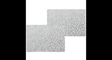 Wicotex luxe tafel placemats Stones - 6x stuks - PVC - zilver - 30 x 43 cm - met anti slip - en PU c