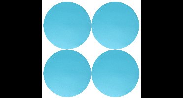 Wicotex Placemats Uni - 4x - turquoise - rond 38 cm - anti slip laag - Teflon coating toplaag