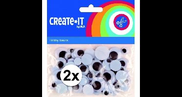 Wiebelogen/plak oogjes - wit/zwart - 150x stuks - rond - formaten mix - zelfklevend