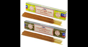 Wierook cadeaus set - 2x geurstokjes - Citroengras en Citronella geur - Meditatie