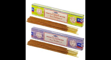 Wierook cadeaus set - 2x geurstokjes - Citroengras en Lavendel geur - Meditatie