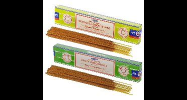 Wierook cadeaus set - 2x geurstokjes - Citroengras en Patchouli geur - Meditatie