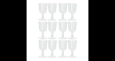 Wijnglazen - 12x - transparant - kunststof - 160ml - herbruikbaar wijnglas