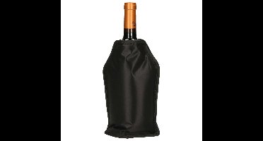 Wijnkoeler/flessenkoeler/koelhoudhoes flesjes - zwart - 15 x 22 cm