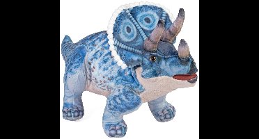 Wild Republic dinosaurus knuffel - Triceratops - blauw - 43 cm - pluche - dino knuffels