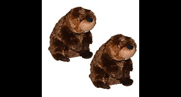 Wild Republic knuffel Bever - 2x - pluche - 30 cm - bruin - knuffeldier