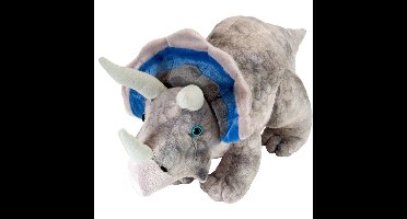Wild Republic Pluche dinosaurus Triceratops knuffel - grijs - 25 cm