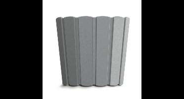 Wood-look plantenpot/bloempot kunststof dia 12 cm/hoogte 11 cm steengrijs