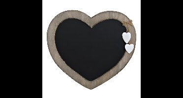 Wurm krijtbord - hart vorm - 30 x 27 cm - hout - bruin/zwart - wanddecoratie