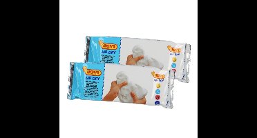 Zelfdrogende kinder klei - 2x - wit - 500 gram - Boetseerklei