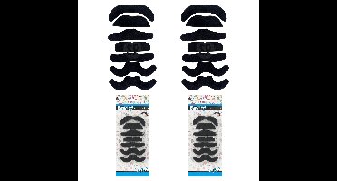 Zelfklevende plaksnorren set van 7 stuks - 2x - carnaval/verkleed accessoires - zwart
