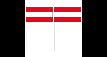 Zwaaivlaggetjes Oostenrijk - 12 x 24 cm - papier - landen versiering - supporters - stokje 40 cm