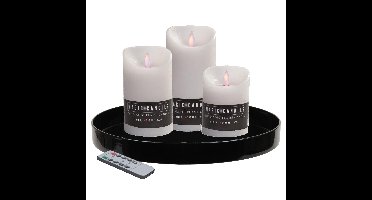 Zwart kunststof dienblad inclusief LED kaarsen wit