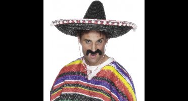 Zwarte luxe Mexicaanse sombrero hoed - volwassenen - stro - verkleed hoeden - Dia 50 cm