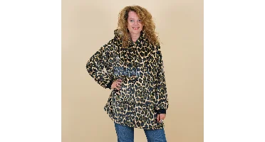 Oversized Fleece Hoodie Dessin 4 Panter Bruin Luipaard Beige Unique Living