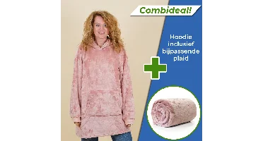Set: Oversized Hoodie + Plaid Enzo Old Pink Fleece Oudroze Unique Living