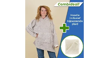 Set: Oversized Hoodie + Plaid Justin Dove White Fleece Wit Unique Living