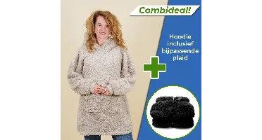 Set: Oversized Hoodie + Plaid Teddy Black Zwart Unique Living