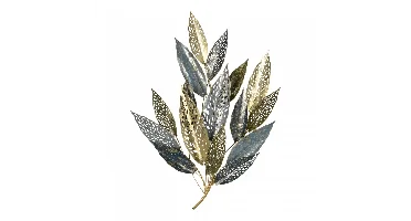 Wanddeco blad blauw/goud l87b101cm