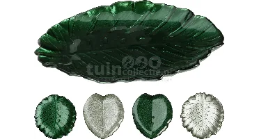 Bord Leaf Glas Groen 28cm Assorti 1st