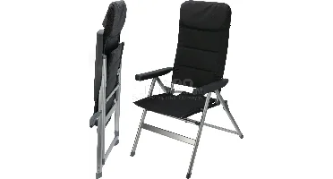 Campingstoel 6-standen Aluminium Zwart/Zilver