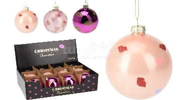 Kerstbal Glas Glitter Love Ø8cm Assorti 1st