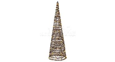 Kerstdecoratie Kegel Wicker 80 LED 60cm Bruin