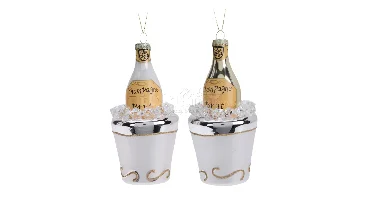 Kerstornament Champagnekoeler met Fles Wit Assorti 1st