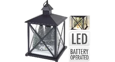 Lantaarn met Kerstscene en LED 38cm
