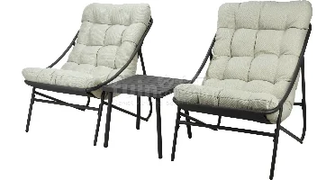 ProGarden Loungestoel Set 3-delig Donkergrijs