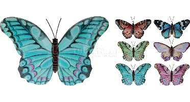 Wanddecoratie Vlinder Metaal 21cm Assorti 1st