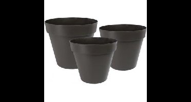 Bloembakken Fiore zwart set van 3