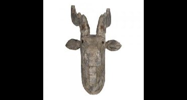 Houten beeld rendier 30x19x26 cm muurdecoratie