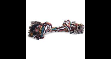 Flossytouw gekleurd met 2 knopen hondenspeelgoed - 50 gram