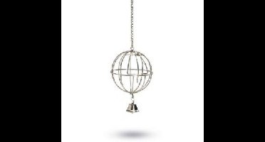 Chroom voederbal met deur en bel - 8 cm