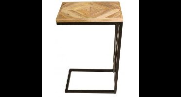 Mason bijzettafel mangohout blad met stalen frame 42x28x67 cm