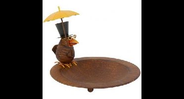 Vogelbad vogeltje met paraplu ø 23 cm - metaal