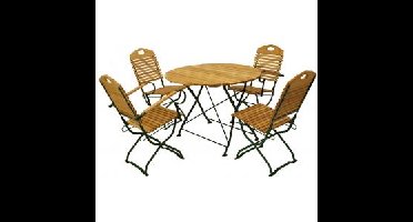 Bistroset 5-delig inklapbaar met 2 leuningen ⌀ 100 cm - groen frame